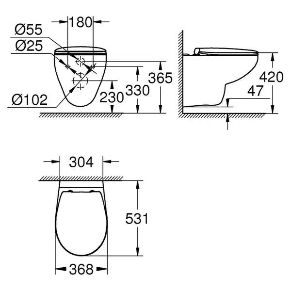 Унитаз подвесной Grohe Bau Ceramic, безоободковый с сиденьем Soft Close (39351000) фото 3 Aquada.com.ua Унитаз подвесной Grohe Bau Ceramic, безоободковый с сиденьем Soft Close (39351000) фото 3 Aquada.com.ua