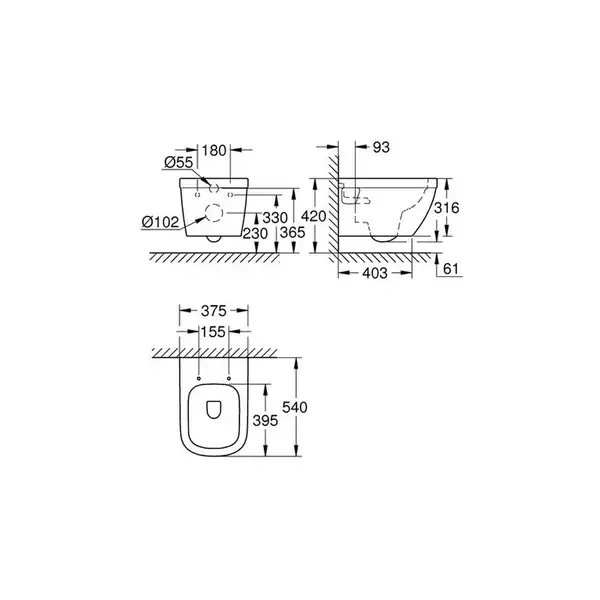 3953800L Унітаз підвісний GROHE Euro Ceramic + кришка в/п GROHE НІМЕЧЧИНА (3953800L (39538000+39330001))