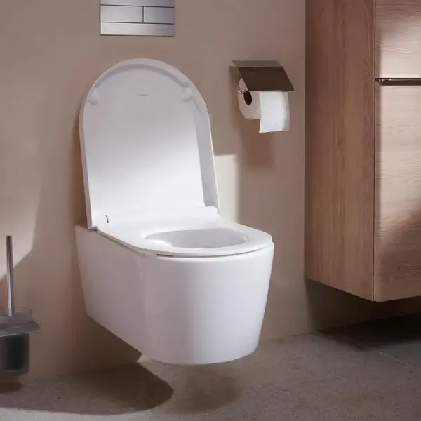 Унітаз підвісний AquaFall Flush (безободковий) Hansgrohe EluPura S в комплекті з сидінням SoftClose  60193450 + 60148450