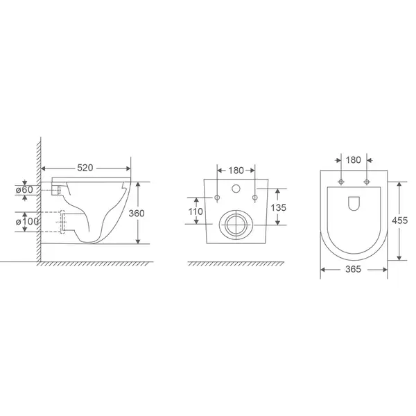MIXXUS PREMIUM Ellipse-0303-R Унитаз подвесной, безободковый (MP6463)