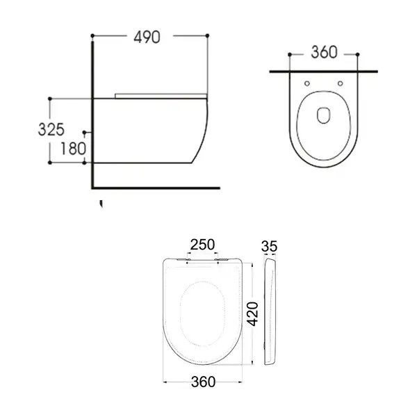 Унитаз подвесной Qtap Linnet безободковый с сиденьем Slim Soft-close QT0331106W