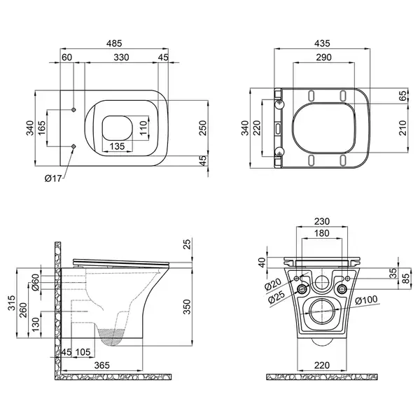 Унитаз подвесной Qtap Presto безободковый с сиденьем Soft-close QT24332615EW