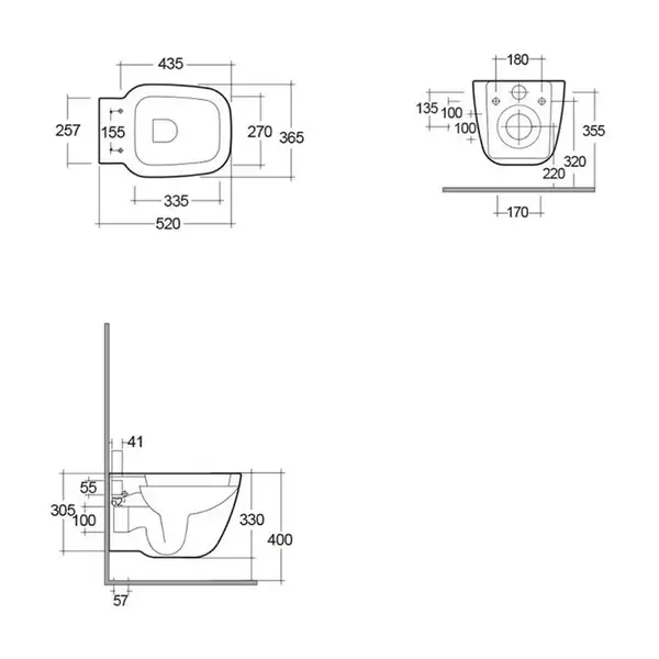 Унитаз подвесной Rimless (безободковый) Rak Ceramics One, белый глянец (EL13AWHA)