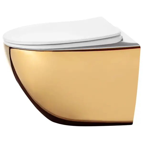 Подвесной унитаз REA CARLO FLAT MINI GOLD WHITE (REA-C0669)