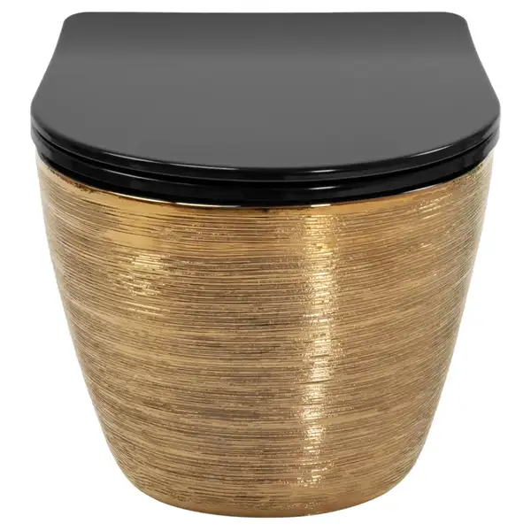 Подвесной унитаз REA CARLO FLAT BRUSHED GOLD BLACK золотой (REA-C3300) Подвесной унитаз REA CARLO FLAT BRUSHED GOLD BLACK золотой (REA-C3300)