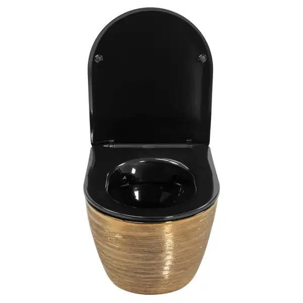 Подвесной унитаз REA CARLO FLAT BRUSHED GOLD BLACK золотой (REA-C3300) Подвесной унитаз REA CARLO FLAT BRUSHED GOLD BLACK золотой (REA-C3300)