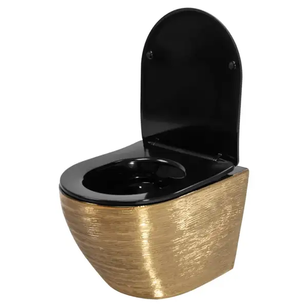Подвесной унитаз REA CARLO FLAT BRUSHED GOLD BLACK золотой (REA-C3300) Подвесной унитаз REA CARLO FLAT BRUSHED GOLD BLACK золотой (REA-C3300)