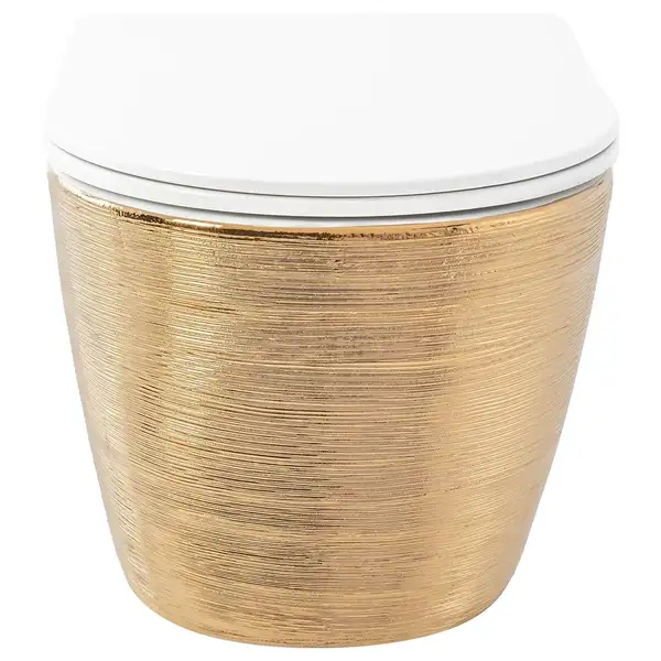 Подвесной унитаз REA CARLO FLAT BRUSH GOLD золотой (REA-C6942)