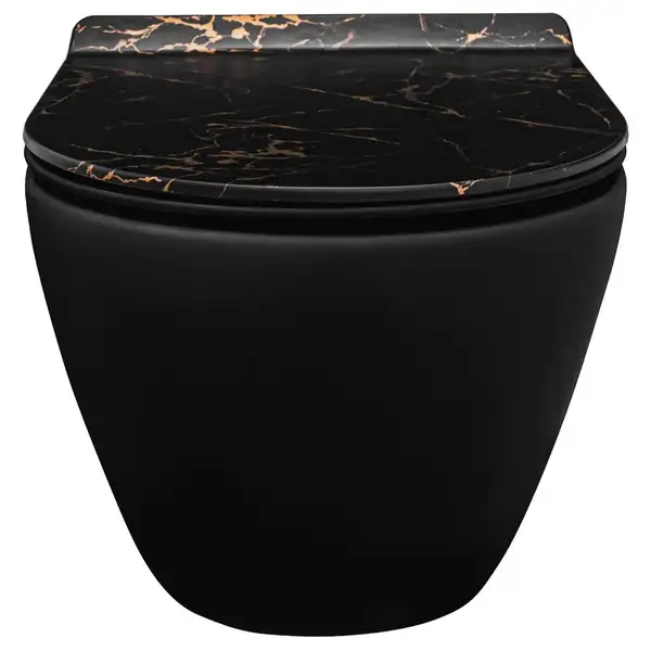 Подвесной унитаз REA CARLO MINI RIMLESS SLIM BLACK MATTE MARBLE (REA-C8001)