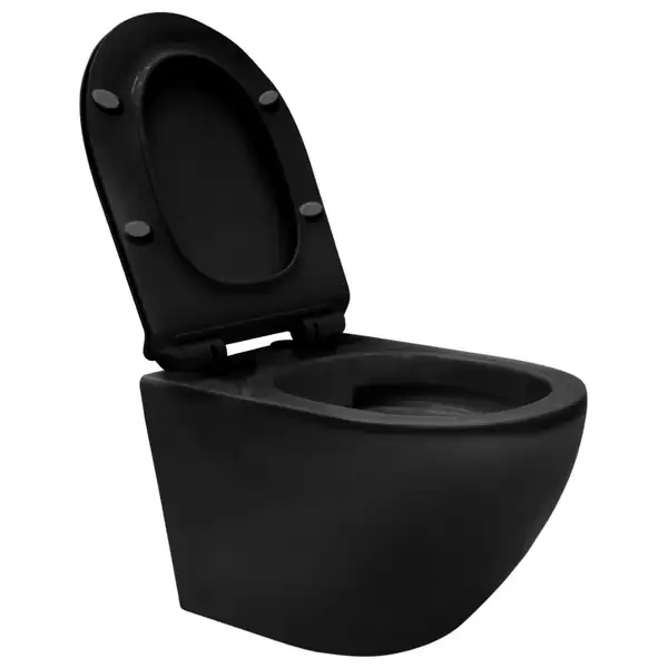 Подвесной унитаз REA CARLO MINI RIMLESS SLIM BLACK MATTE MARBLE (REA-C8001)