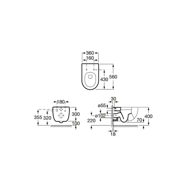Унітаз підвісний Roca Meridian-N Rimless 56х36 (A34624L000)