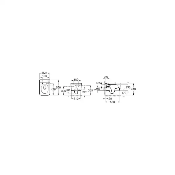 Унітаз підвісний з кришкою Roca Inspira Square Rimless (A346537000 A80153200B) (A346537000_A80153200B)