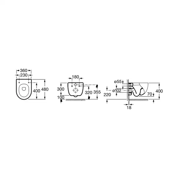 Унітаз підвісний Roca Meridian-N Compacto з кришкою soft close 48х36 (A34H248000) Унітаз підвісний Roca Meridian-N Compacto з кришкою soft close 48х36 (A34H248000)