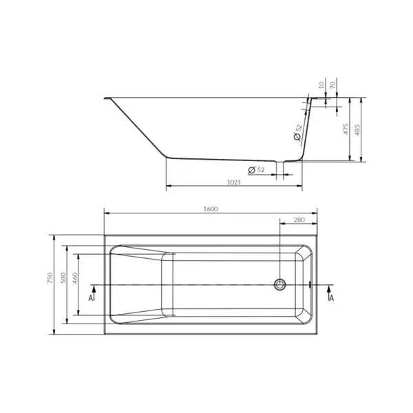 Cersanit CREA Ванна прямоугольная 160x75, белая (AZBR1002322220)