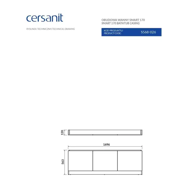 Cersanit Панель для ванни Smart 170 біла Церсаніт (FZZO1000843624) Cersanit Панель для ванни Smart 170 біла Церсаніт (FZZO1000843624)