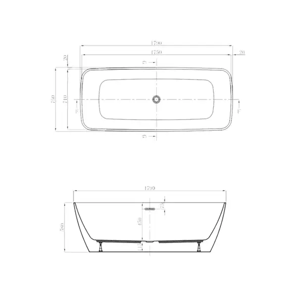 Ванна акриловая Devit Iven 75 х 179 см 18075141