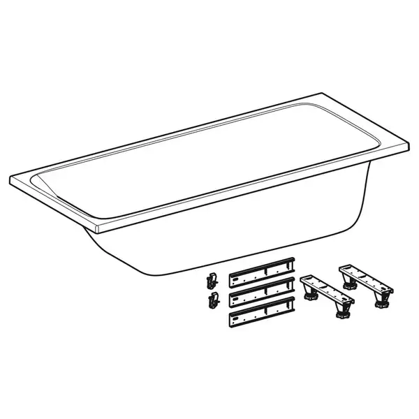 Ванна акриловая 170 х 70 х h46,5 см Geberit Tawa, slim rim в комплекте с ножками 554.120.01.1 Ванна акриловая 170 х 70 х h46,5 см Geberit Tawa, slim rim в комплекте с ножками 554.120.01.1