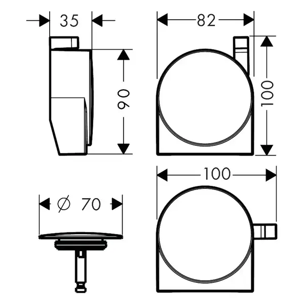 Злив-перелив із наповненням для ванни Hansgrohe Exafill S (колір - чорний матовий) 58116180+58117670 Злив-перелив із наповненням для ванни Hansgrohe Exafill S (колір - чорний матовий) 58116180+58117670