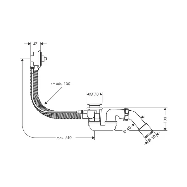 Сифон для ванни Hansgrohe Flexaplus (58140180)