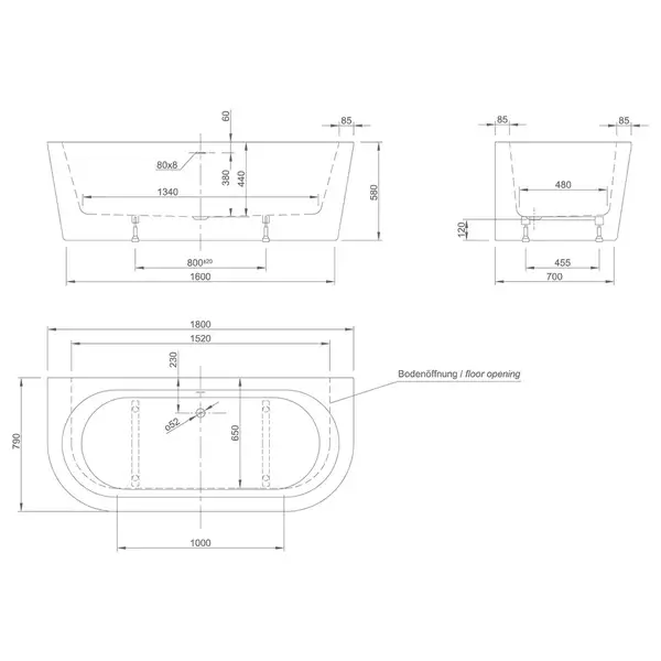 Ванна акриловая, пристенная, с установленной системой Knief Fresh Wall 180 x 80 см, со сливом-переливом (0100-231-06+0100-091-06) фото 3 Aquada.com.ua Ванна акриловая, пристенная, с установленной системой Knief Fresh Wall 180 x 80 см, со сливом-переливом (0100-231-06+0100-091-06) фото 3 Aquada.com.ua
