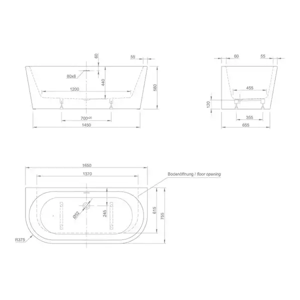 Ванна акрилова Knief Wall XS 165х75 з переливом Slot overflow, білий глянсовий (100255/010009106S) (0100255_010009106S) Ванна акрилова Knief Wall XS 165х75 з переливом Slot overflow, білий глянсовий (100255/010009106S) (0100255_010009106S)
