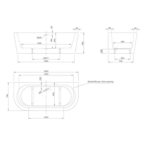 Ванна акрилова Knief Wall CR з щілинним переливом, 180x80 (0100277CR / 010009106S) (0100277CR_010009106S) Ванна акрилова Knief Wall CR з щілинним переливом, 180x80 (0100277CR / 010009106S) (0100277CR_010009106S)