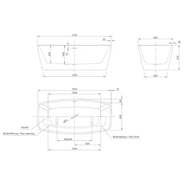 Ванна акрилова Knief Aqua Plus® CUBE, 170х80 (0100-284) (CUBE_0100-284)