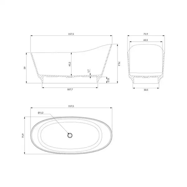 ванна кам'яна Omnires Neo 158x72 овальна white (NEO158SWWBM) ванна кам'яна Omnires Neo 158x72 овальна white (NEO158SWWBM)