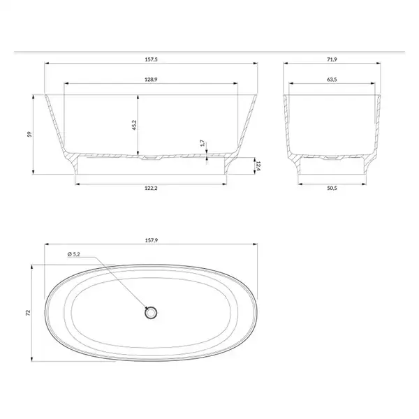ванна кам'яна Omnires Neo 158x72 овальна white (NEO158WWBP) ванна кам'яна Omnires Neo 158x72 овальна white (NEO158WWBP)