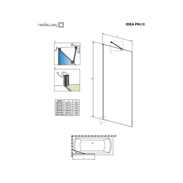 Шторка для ванни Idea PNJ II 60, RADAWAY (10001060-01-01) Шторка для ванни Idea PNJ II 60, RADAWAY (10001060-01-01)