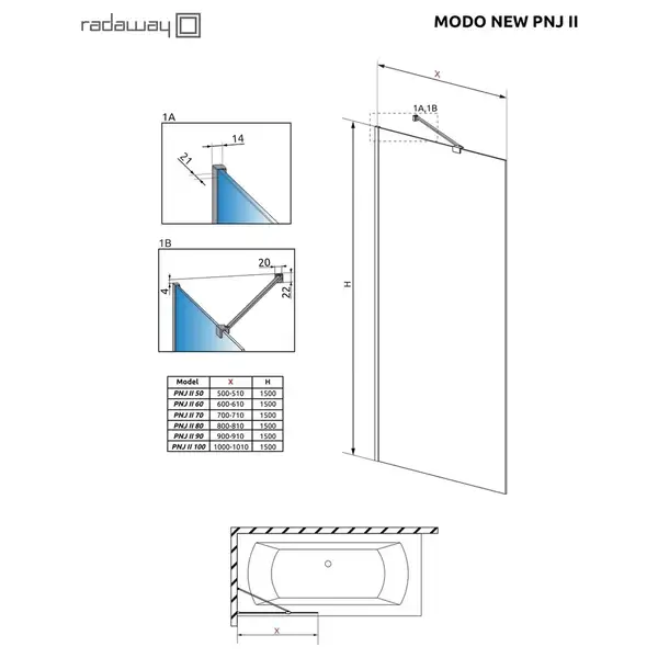 Шторка для ванни Modo New Black PNJ II 80, RADAWAY (10006080-54-01) Шторка для ванни Modo New Black PNJ II 80, RADAWAY (10006080-54-01)