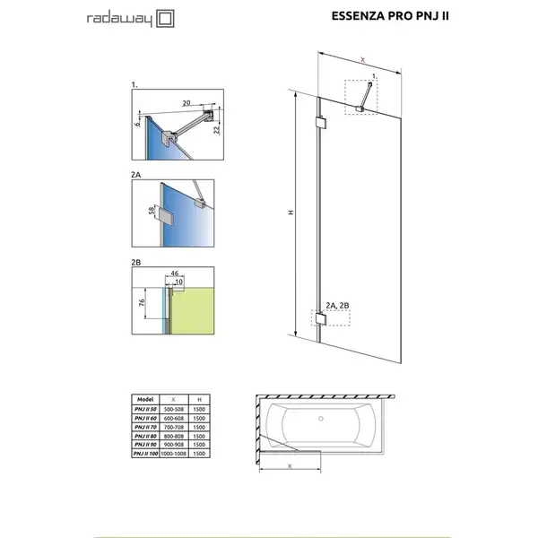 Шторка для ванни Essenza Pro PNJ II 70, RADAWAY (10101070-01-01) Шторка для ванни Essenza Pro PNJ II 70, RADAWAY (10101070-01-01)