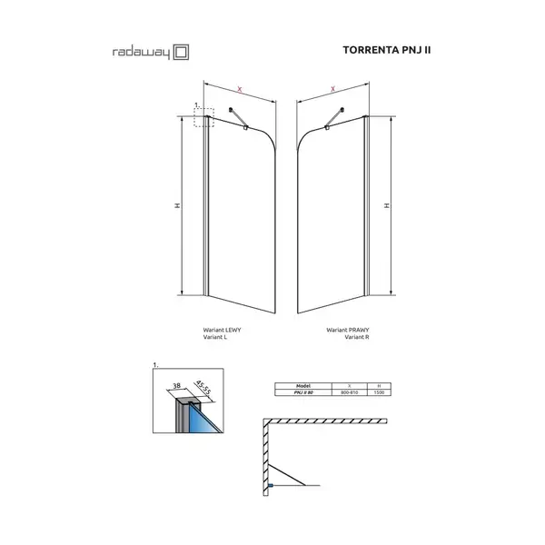 Шторка для ванни одноелементна Torrenta PNJ 80 ліва, (201101-101NL) RADAWAY (1201101-101L) Шторка для ванни одноелементна Torrenta PNJ 80 ліва, (201101-101NL) RADAWAY (1201101-101L)