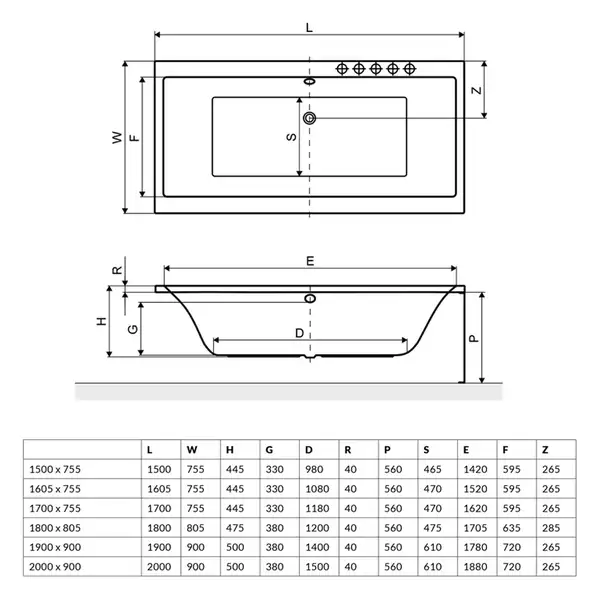 Radaway Aridea Ванна прямокутна 190x90, біла (WA1-24-190x090US)