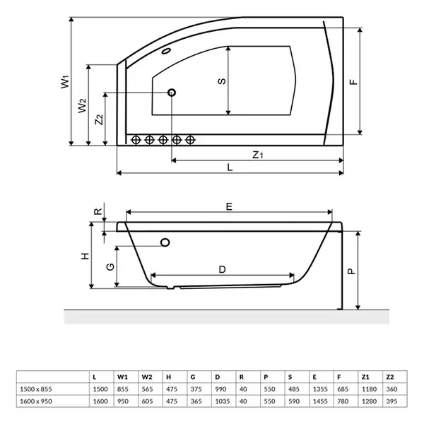 Ванна асиметрична права SITERA 150x85 P, RADAWAY (WA1-32-150х085P) Ванна асиметрична права SITERA 150x85 P, RADAWAY (WA1-32-150х085P)