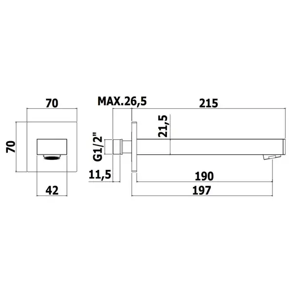 Излив 197 мм Paffoni Tilt (цвет - хром) (ZBOC111CR) Излив 197 мм Paffoni Tilt (цвет - хром) (ZBOC111CR)