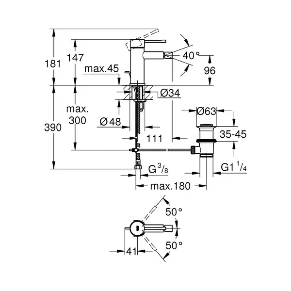 Grohe Essence New Змішувач для біде S-Size, чорний матовий (24395KF1) Grohe Essence New Змішувач для біде S-Size, чорний матовий (24395KF1)