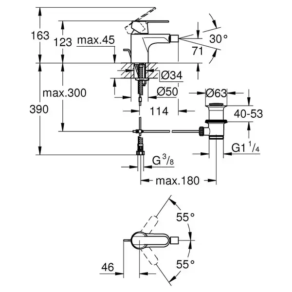 Смеситель для биде Grohe Get 32885000 Смеситель для биде Grohe Get 32885000