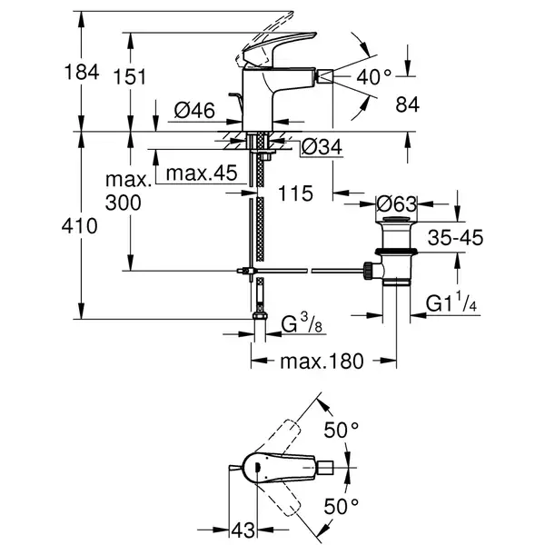 Grohe Eurosmart New Змішувач для біде, хром (32929003)