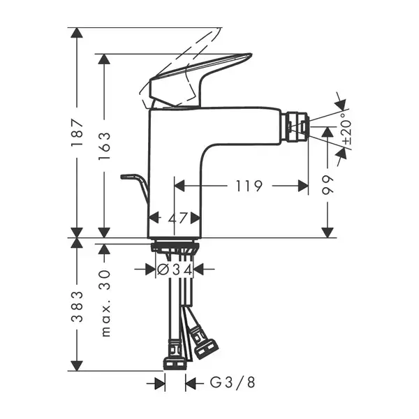 Hansgrohe Logis Змішувач для біде, чорний матовий (71200670)