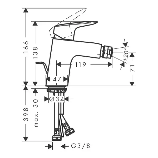 Hansgrohe Logis Змішувач для біде, чорний матовий (71204670)