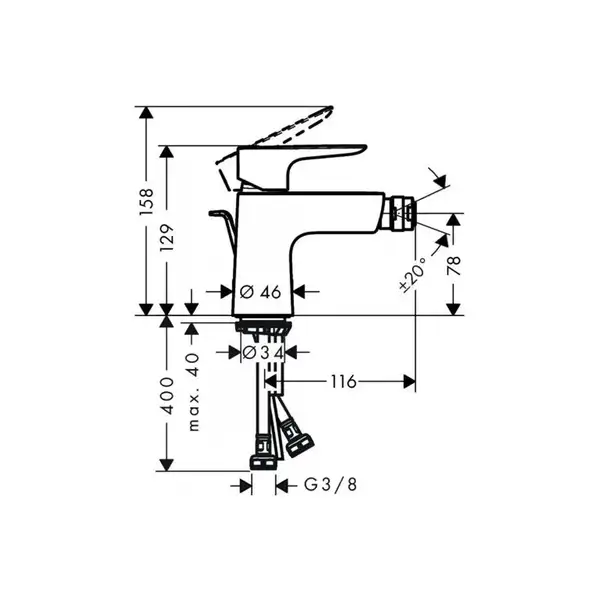 Hansgrohe Talis E Змішувач для біде, матовий чорний (71720340) Hansgrohe Talis E Змішувач для біде, матовий чорний (71720340)