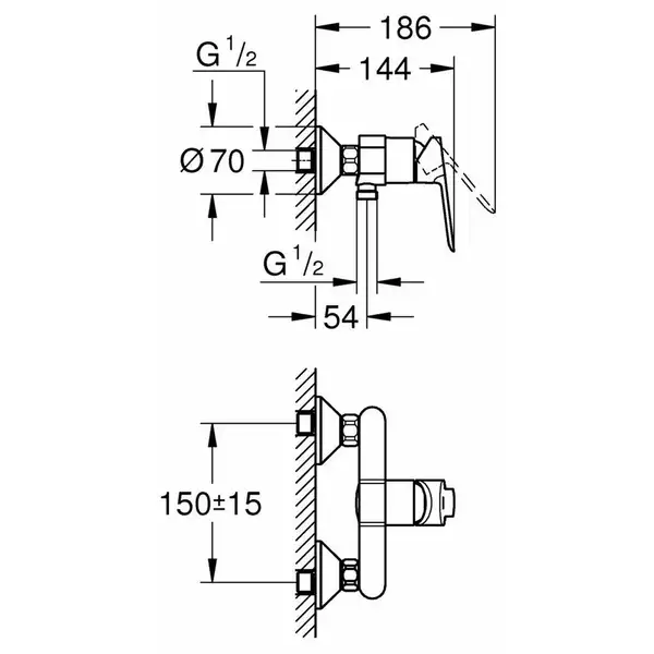 Змішувач для душа Grohe Bauedge, хром (23636000)