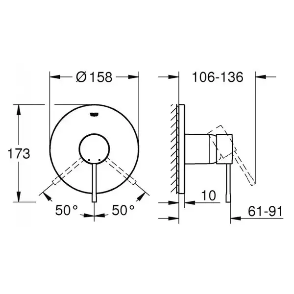 Змішувач для душа Grohe Essence New прихованого монтажу, графіт матовий (24057AL1) Змішувач для душа Grohe Essence New прихованого монтажу, графіт матовий (24057AL1)