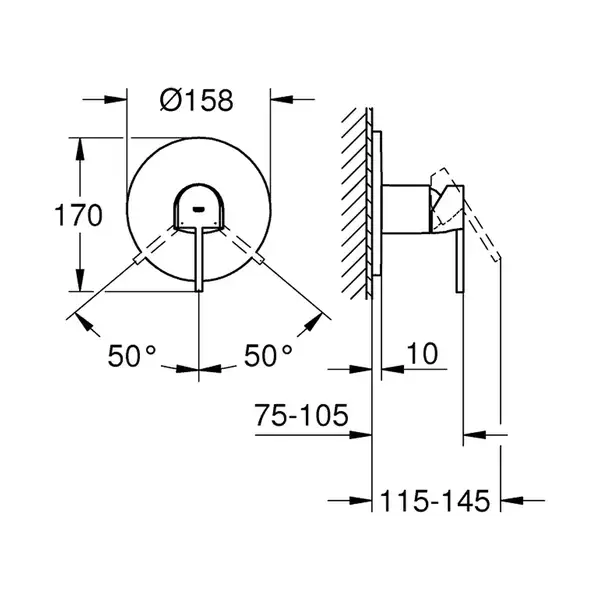 Смеситель для душа Grohe Plus (цвет - хром) (24059003) фото 5 Aquada.com.ua Смеситель для душа Grohe Plus (цвет - хром) (24059003) фото 5 Aquada.com.ua