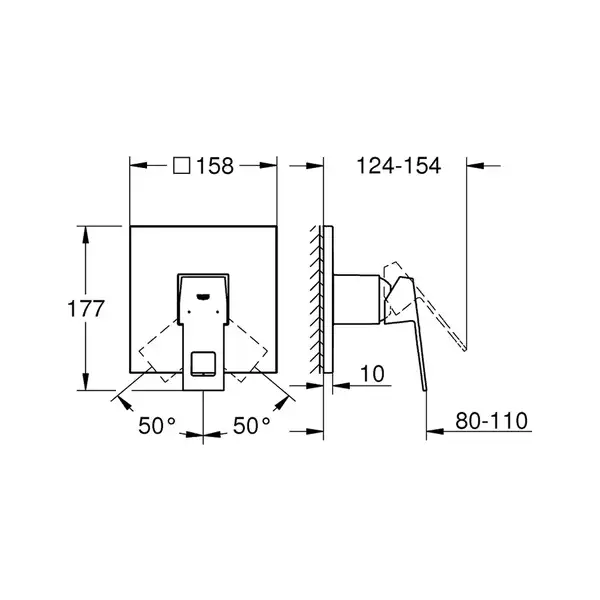 Смеситель для душа Grohe Eurocube (цвет - тёмный графит, матовый) (24061AL0) фото 4 Aquada.com.ua