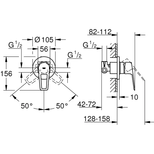 Grohe BauLoop New Змішувач прихованого монтажу, хром (29042001) Grohe BauLoop New Змішувач прихованого монтажу, хром (29042001)