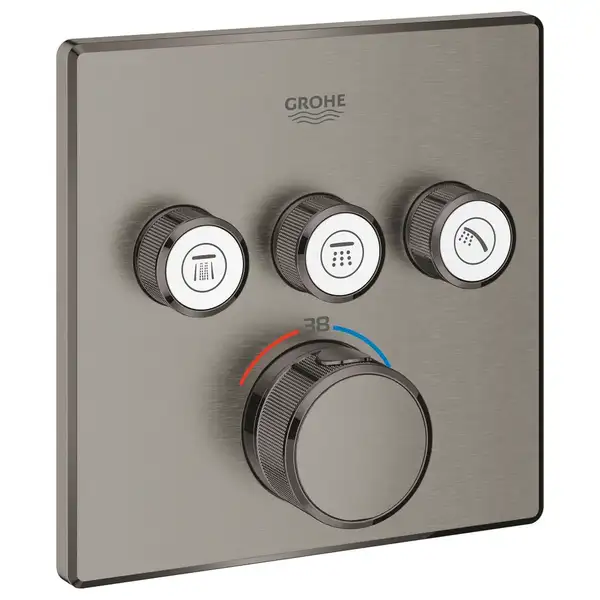 Термостат для душа на 3 выхода Grohe Grohtherm SmartControl (цвет - тёмный графит, матовый) (29126AL0) фото 1 Aquada.com.ua