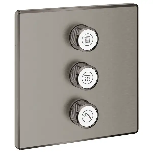 Комплект верхней монтажной части для вентиля на 3 выхода Grohe Grohtherm SmartControl (цвет - тёмный графит, матовый) (29127AL0) фото 1 Aquada.com.ua
