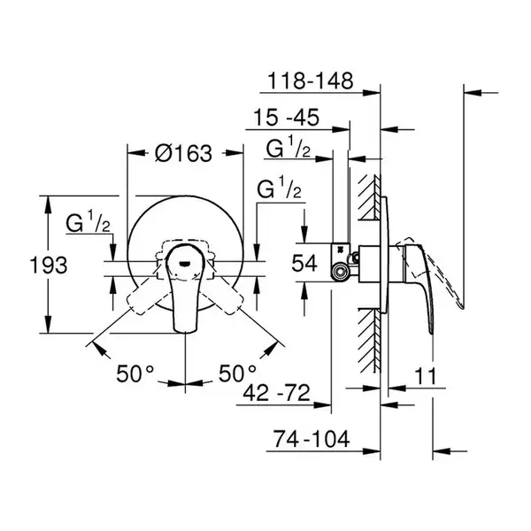 Grohe Eurosmart New Змішувач прихований, хром (33556003)